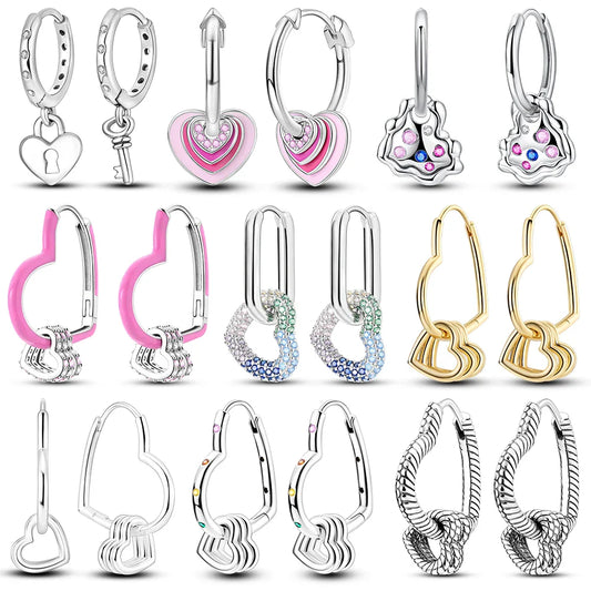 Valentines Gifts For Her Silver Plated Heart Hoop Earrings