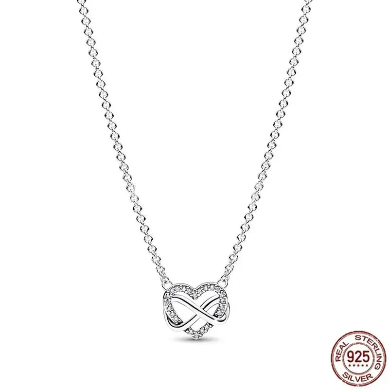 925 Sterling Silver Heart Bowknot Pendant Necklace Valentine'S Day