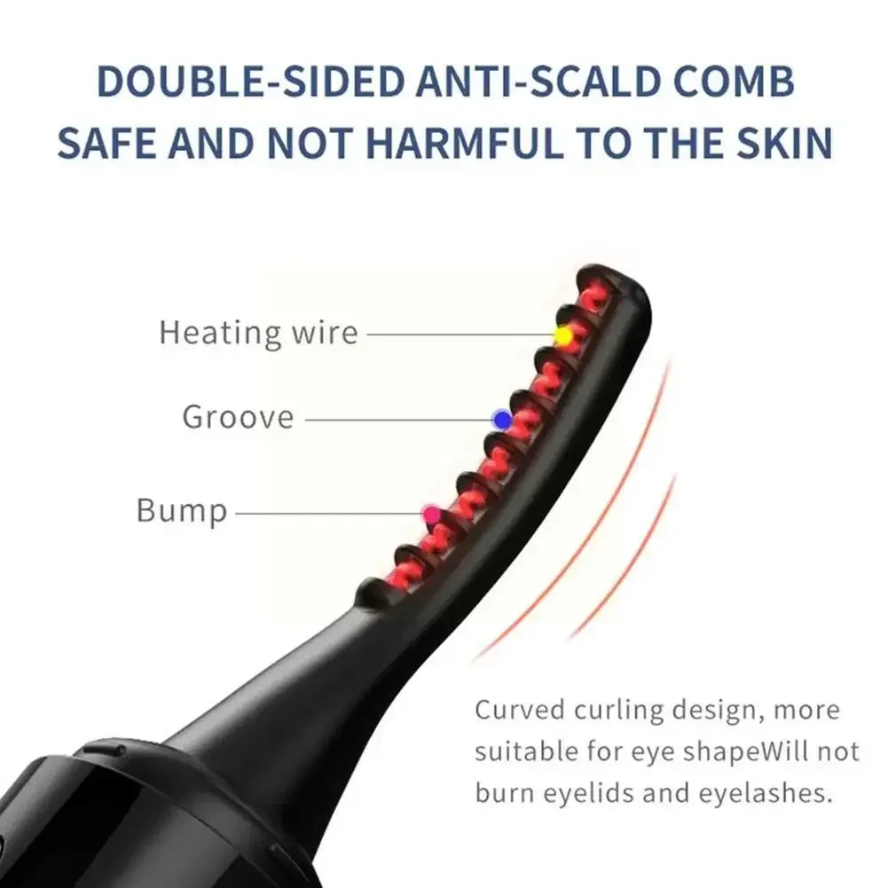 Electric Eyelash Curler Usb Rechargeable Heated Silicone Comb 4 Modes