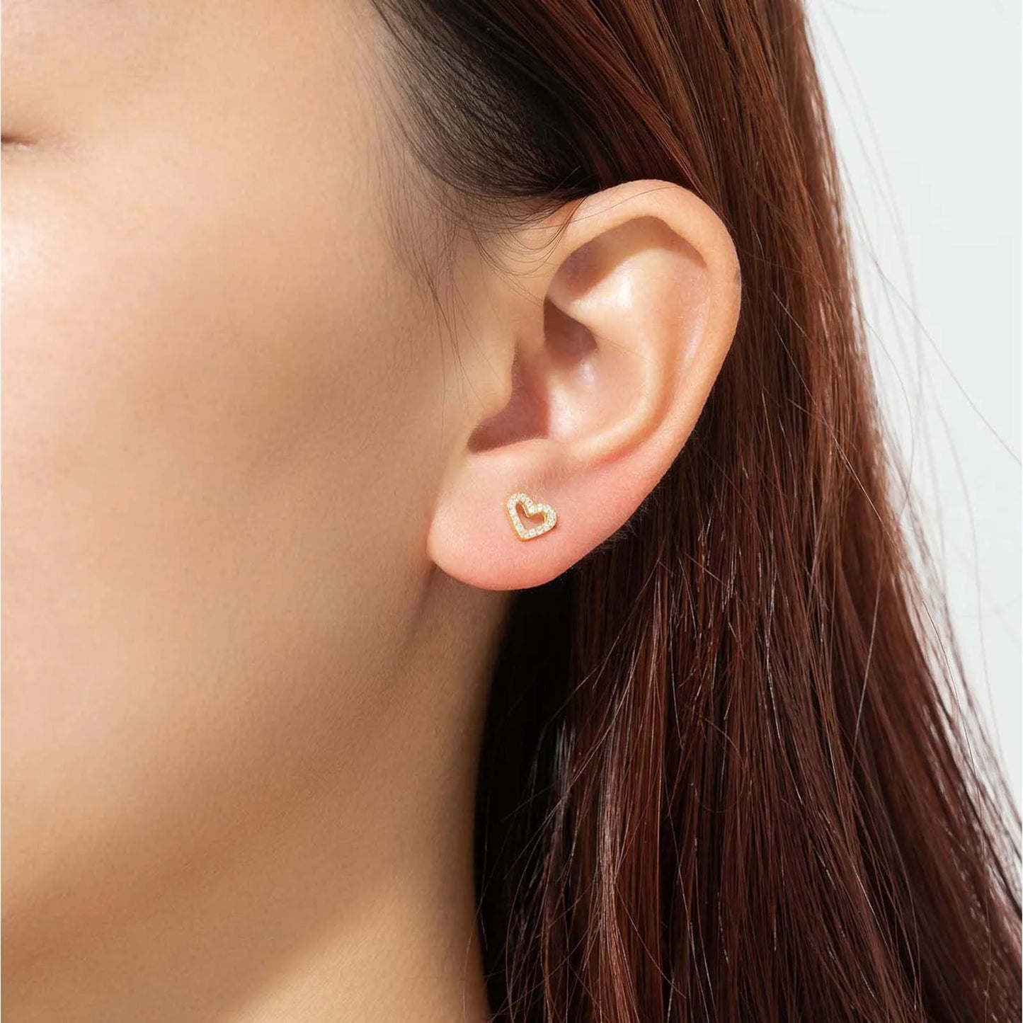 Valentines Gifts For Her 925 Silver Heart Zircon Stud Earrings