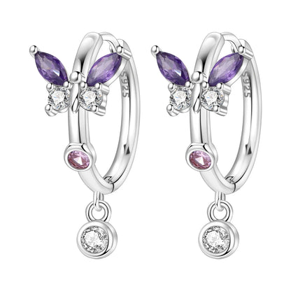 Valentines Gifts For Her 925 Silver Heart Wing Drop Earrings