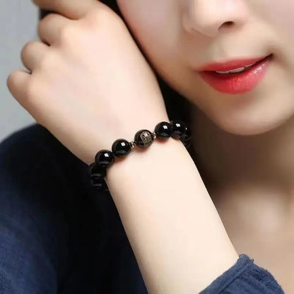 Valentines Gifts For Him Obsidian Bead Bracelet Zodiac Cinnabar Amulet