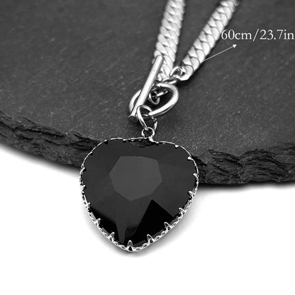 Goth Punk Heart Pendant Choker Necklace Valentine'S Day
