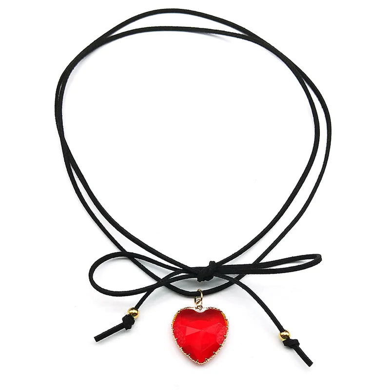 Goth Punk Heart Pendant Choker Necklace Valentine'S Day