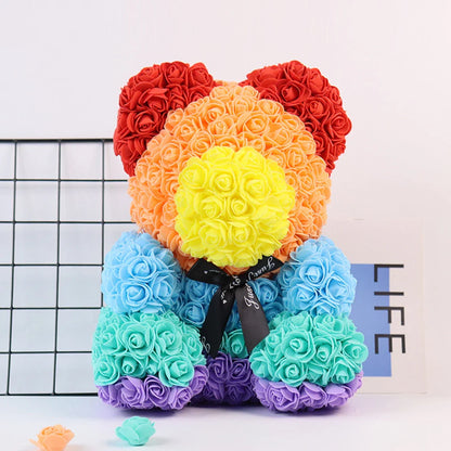 25Cm Artificial Rose Bear Romantic Gift For Anniversary Birthday