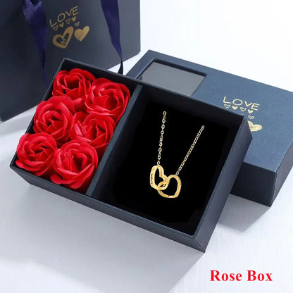 Custom Double Heart Name Necklace Valentine'S Day Gift