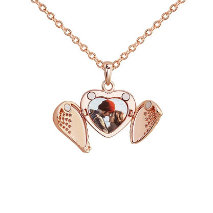 Personalized Heart Locket Photo Necklace Valentine'S Day Pendant