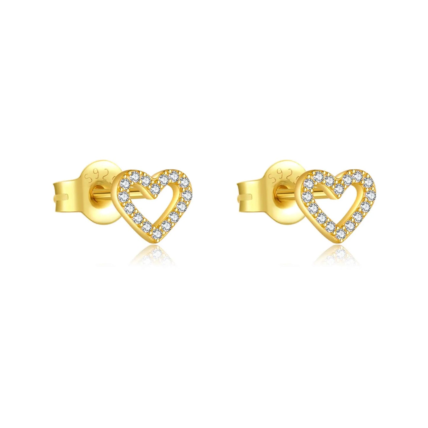 Valentines Gifts For Her 925 Silver Heart Zircon Stud Earrings
