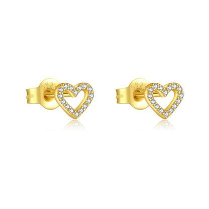 Valentines Gifts For Her 925 Silver Heart Zircon Stud Earrings