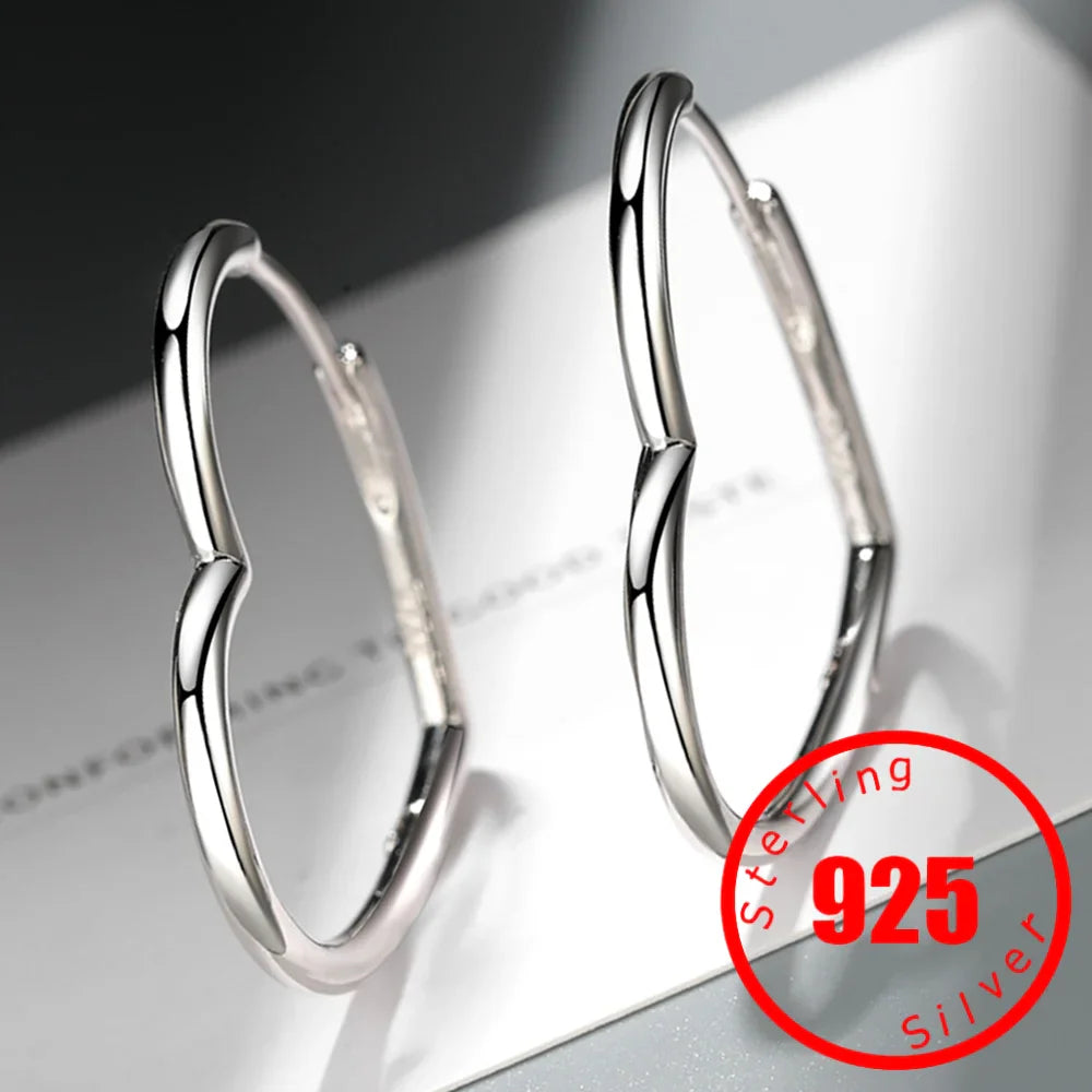 925 Sterling Silver Heart Hoop Earrings Valentines Gifts For Her