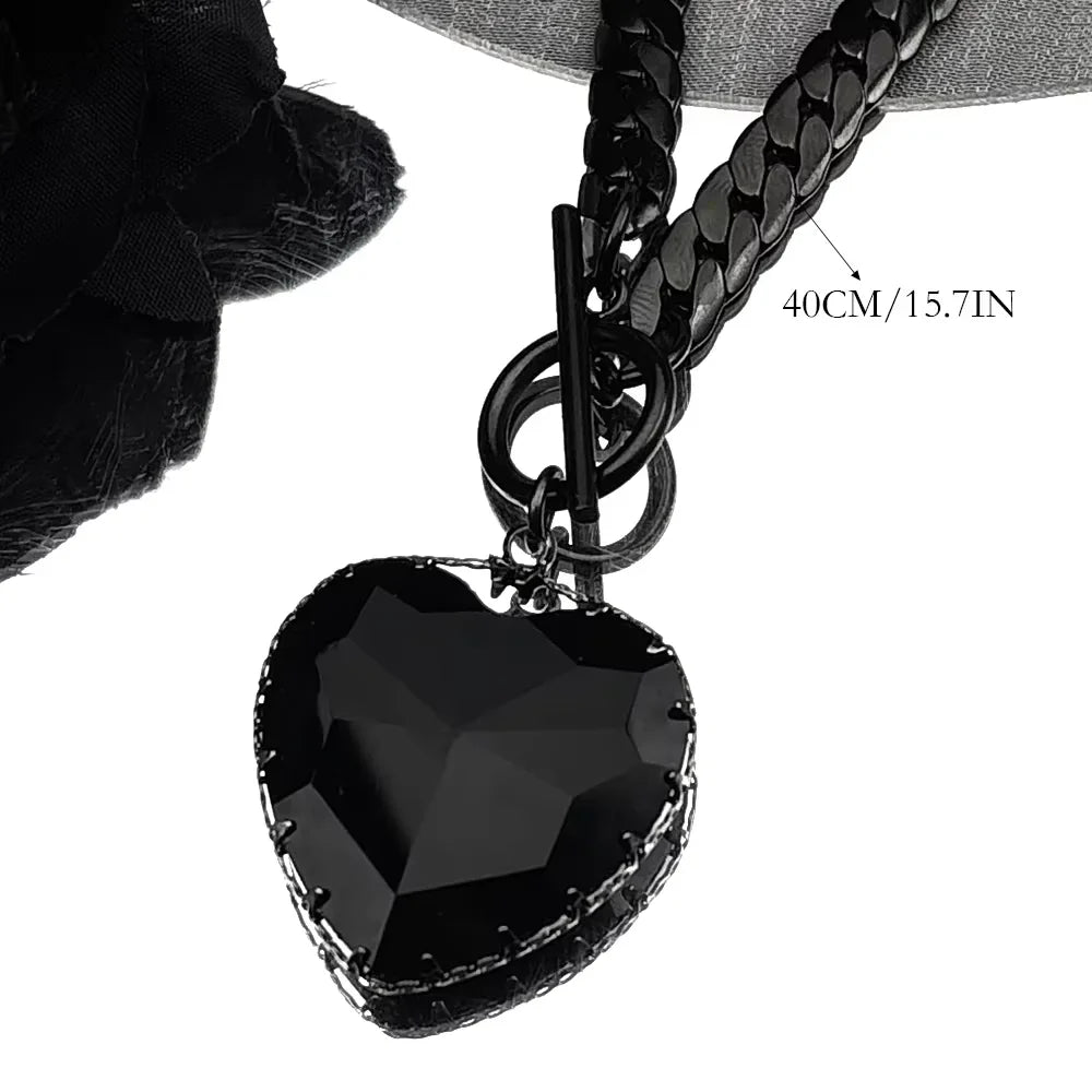 Goth Punk Heart Pendant Choker Necklace Valentine'S Day