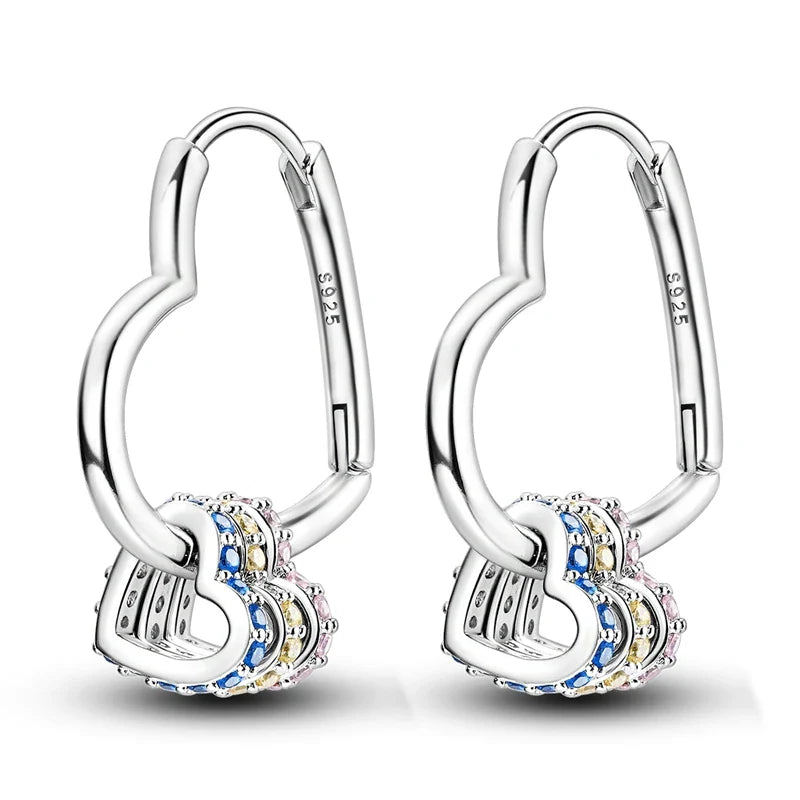 Valentines Gifts For Her 925 Sterling Silver Heart Drop Earrings