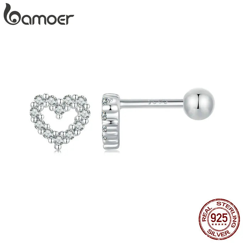 Valentines Gifts For Her 925 Sterling Silver Heart Stud Earrings