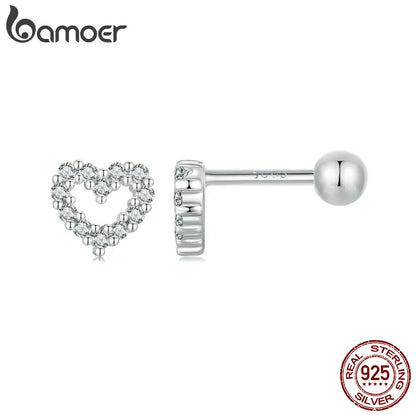 Valentines Gifts For Her 925 Sterling Silver Heart Stud Earrings