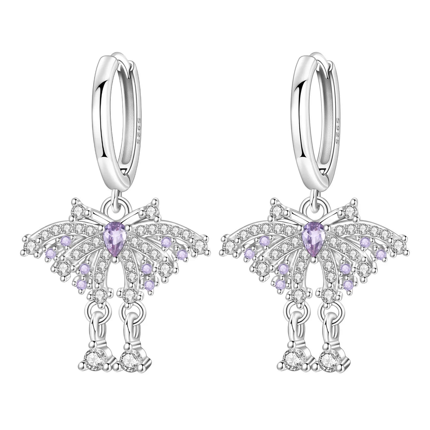 Valentines Gifts For Her 925 Silver Heart Wing Drop Earrings