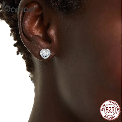 Valentines Gifts For Her Heart Zircon Stud Earrings 925 Silver