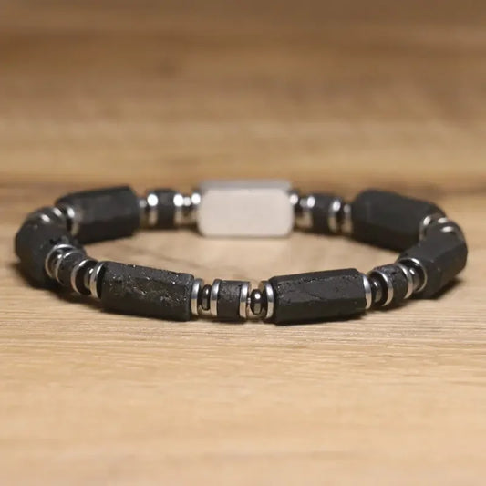 Valentines Gifts For Him Black Tourmaline Beaded Bracelet Adjustable Unisex