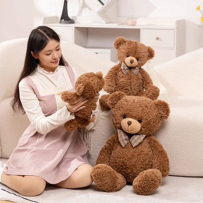 Giant Teddy Bear Plush Brown Hug Pillow With Bow