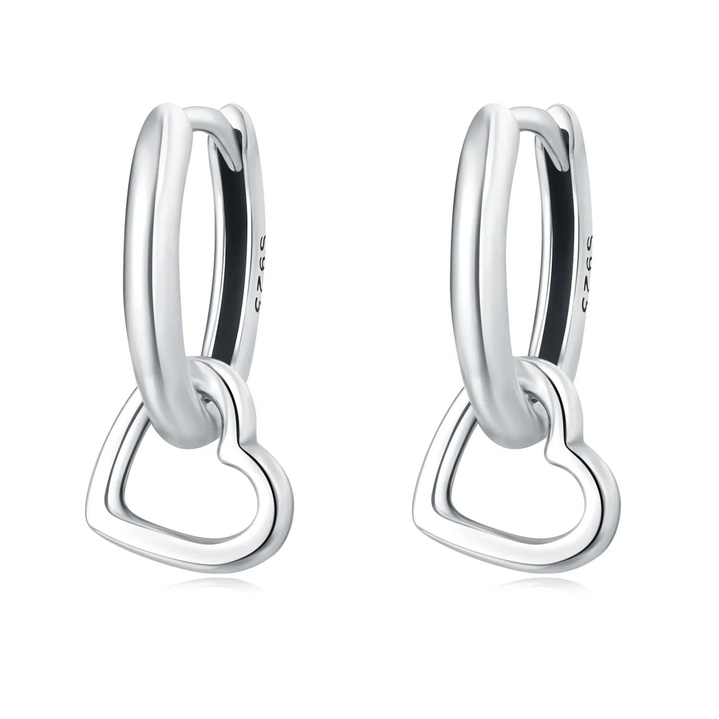 Valentines Gifts For Her 925 Sterling Silver Heart Drop Earrings