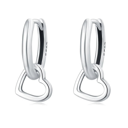 Valentines Gifts For Her 925 Sterling Silver Heart Drop Earrings