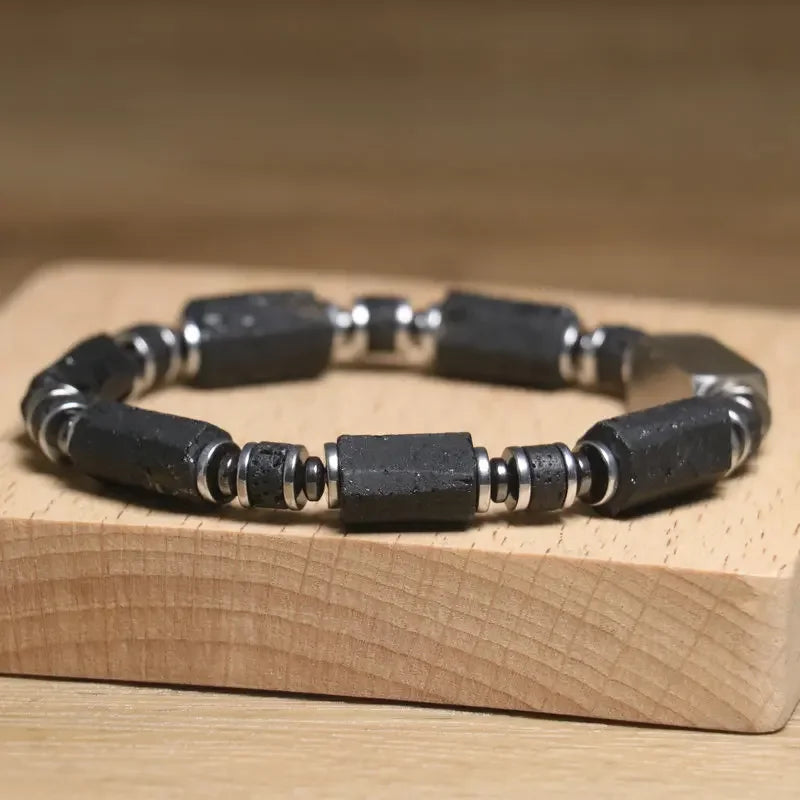 Valentines Gifts For Him Black Tourmaline Beaded Bracelet Adjustable Unisex