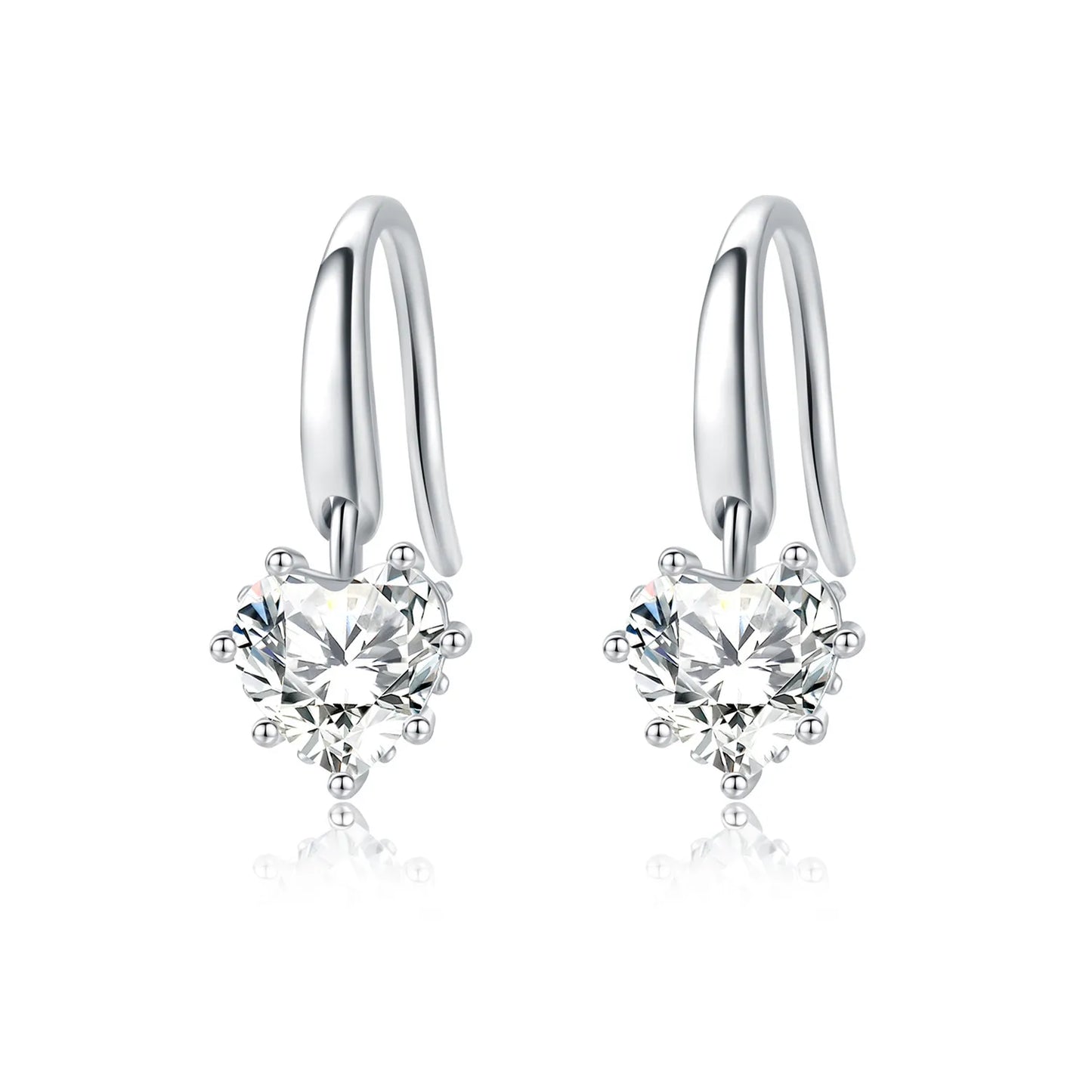 Valentines Gifts For Her 925 Sterling Silver Heart Drop Earrings