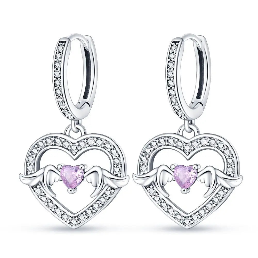 Valentines Gifts For Her 925 Sterling Silver Heart Drop Earrings