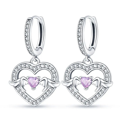 Valentines Gifts For Her 925 Sterling Silver Heart Drop Earrings