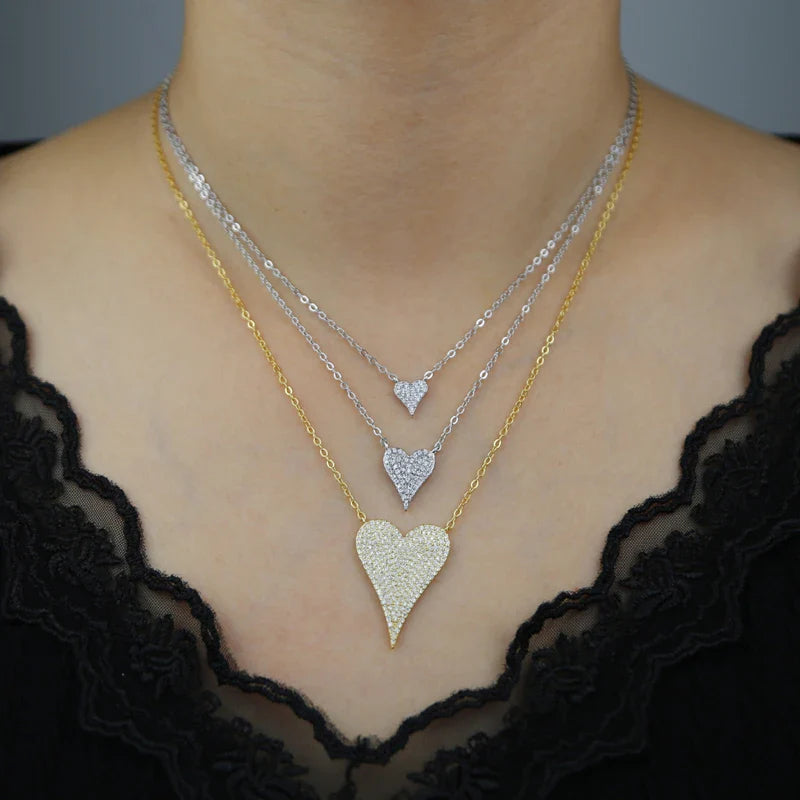 925 Sterling Silver Heart Pendant Necklace Valentine'S Day