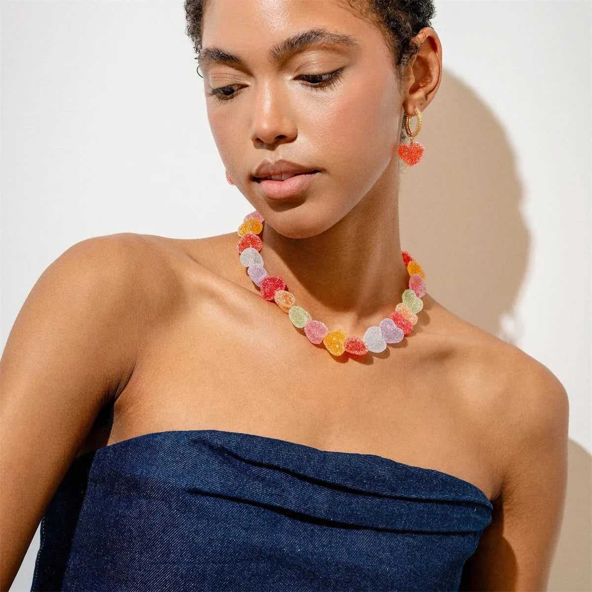 Colorful Heart Candy Choker Necklace Valentine'S Day Gift