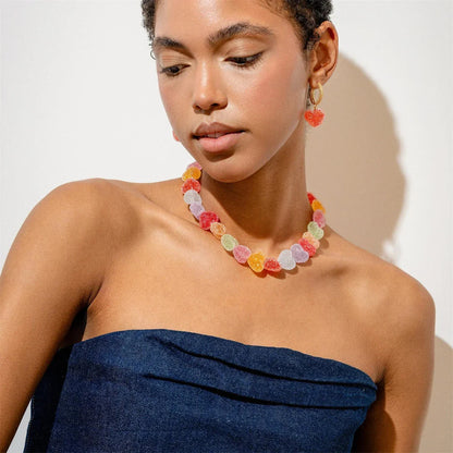 Colorful Heart Candy Choker Necklace Valentine'S Day Gift