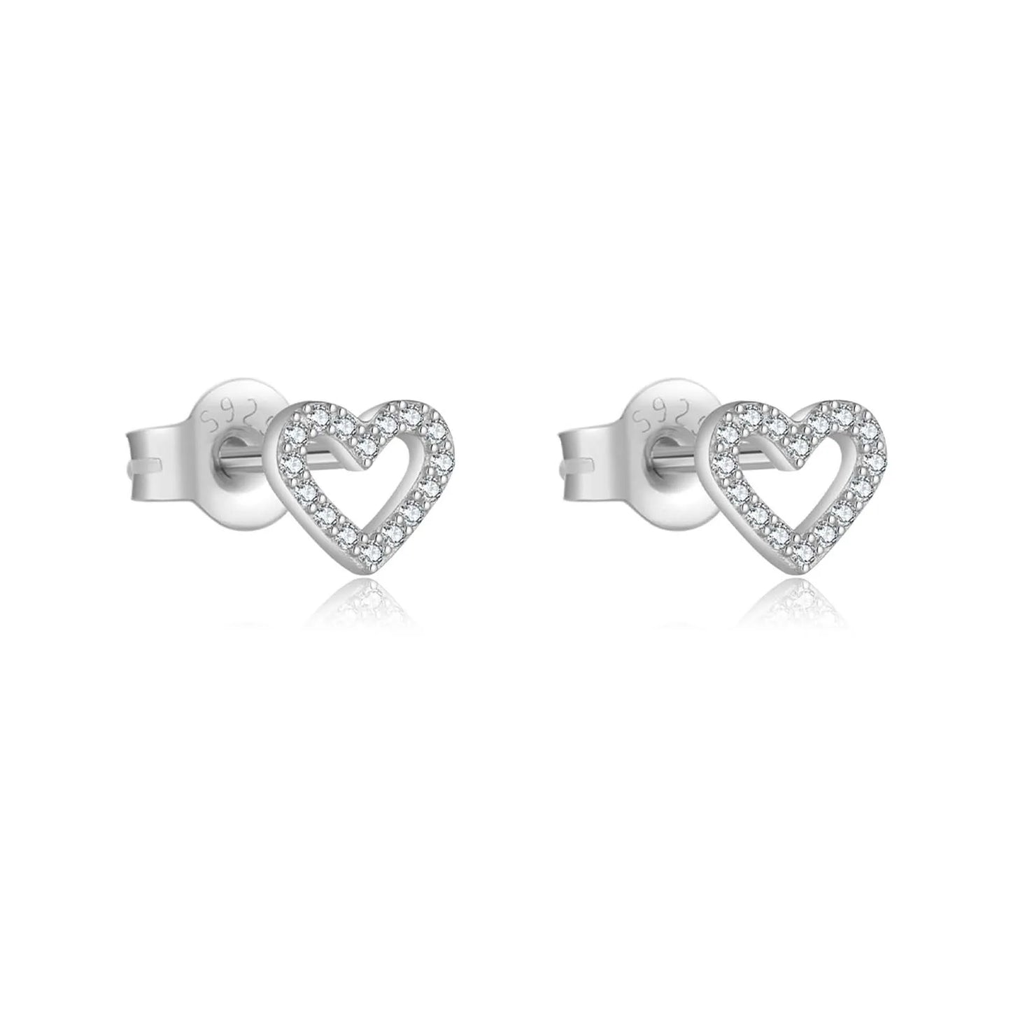 Valentines Gifts For Her 925 Silver Heart Zircon Stud Earrings