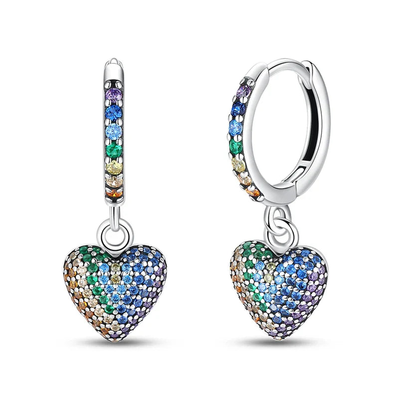Valentines Gifts For Her 925 Sterling Silver Heart Drop Earrings