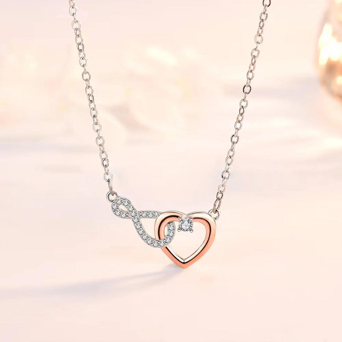 Infinity Heart Pendant Necklace Valentine'S Day Gift With Box