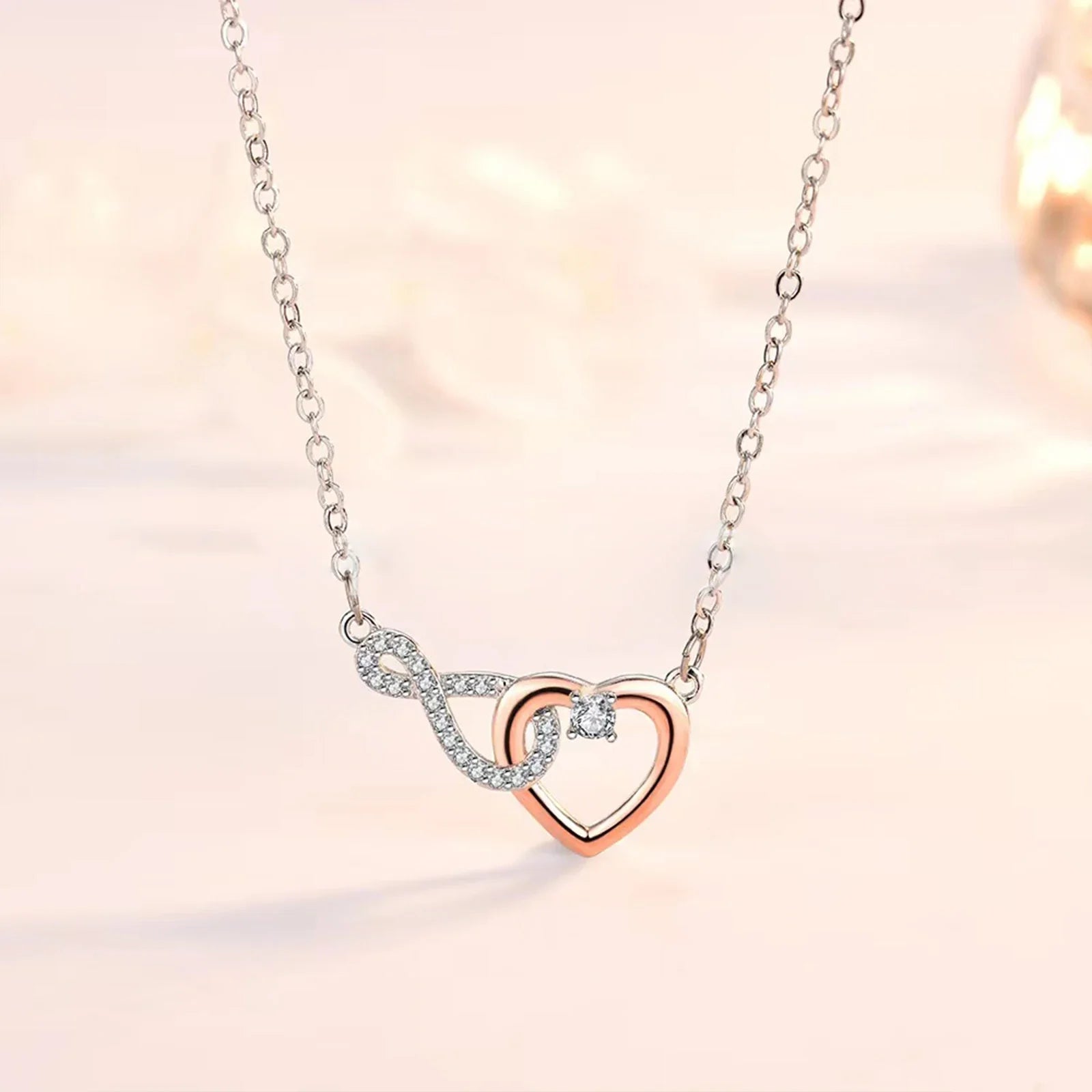 Infinity Heart Pendant Necklace Valentine'S Day Gift With Box