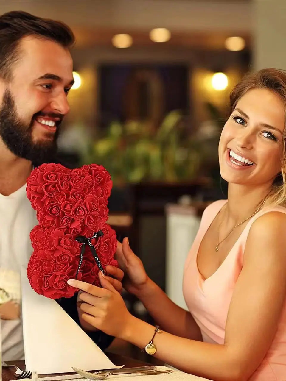 25Cm Rose Bear Romantic Pe Foam Flower Gift