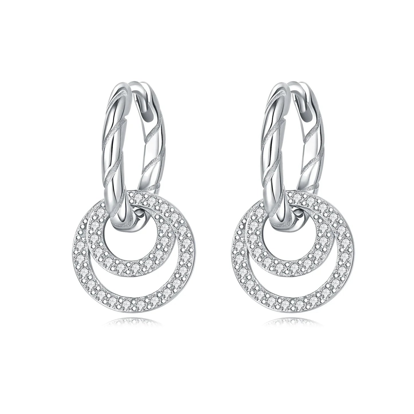 Valentines Gifts For Her S925 Silver Heart Drop Earrings Zircon