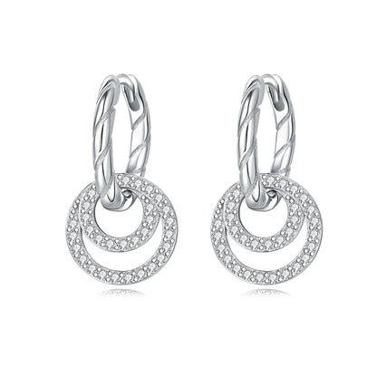 Valentines Gifts For Her S925 Silver Heart Drop Earrings Zircon