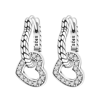 Valentines Gifts For Her 925 Silver Wing Heart Drop Earrings