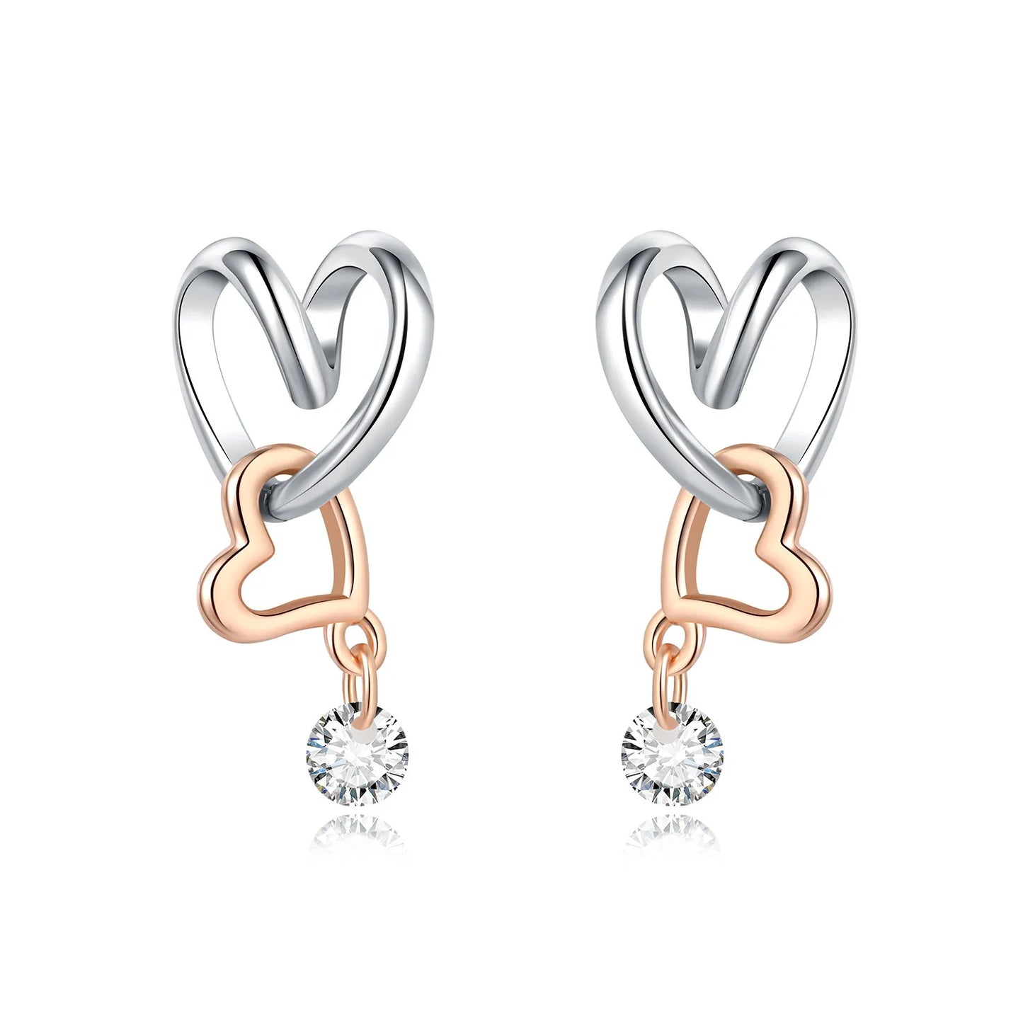 Valentines Gifts For Her 925 Sterling Silver Heart Drop Earrings