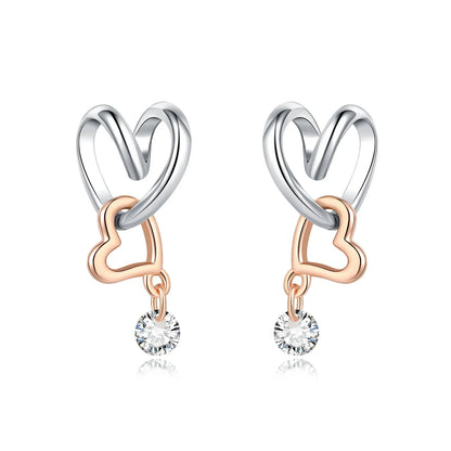 Valentines Gifts For Her 925 Sterling Silver Heart Drop Earrings