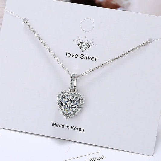 925 Sterling Silver Heart Pendant Necklace Valentine'S Day