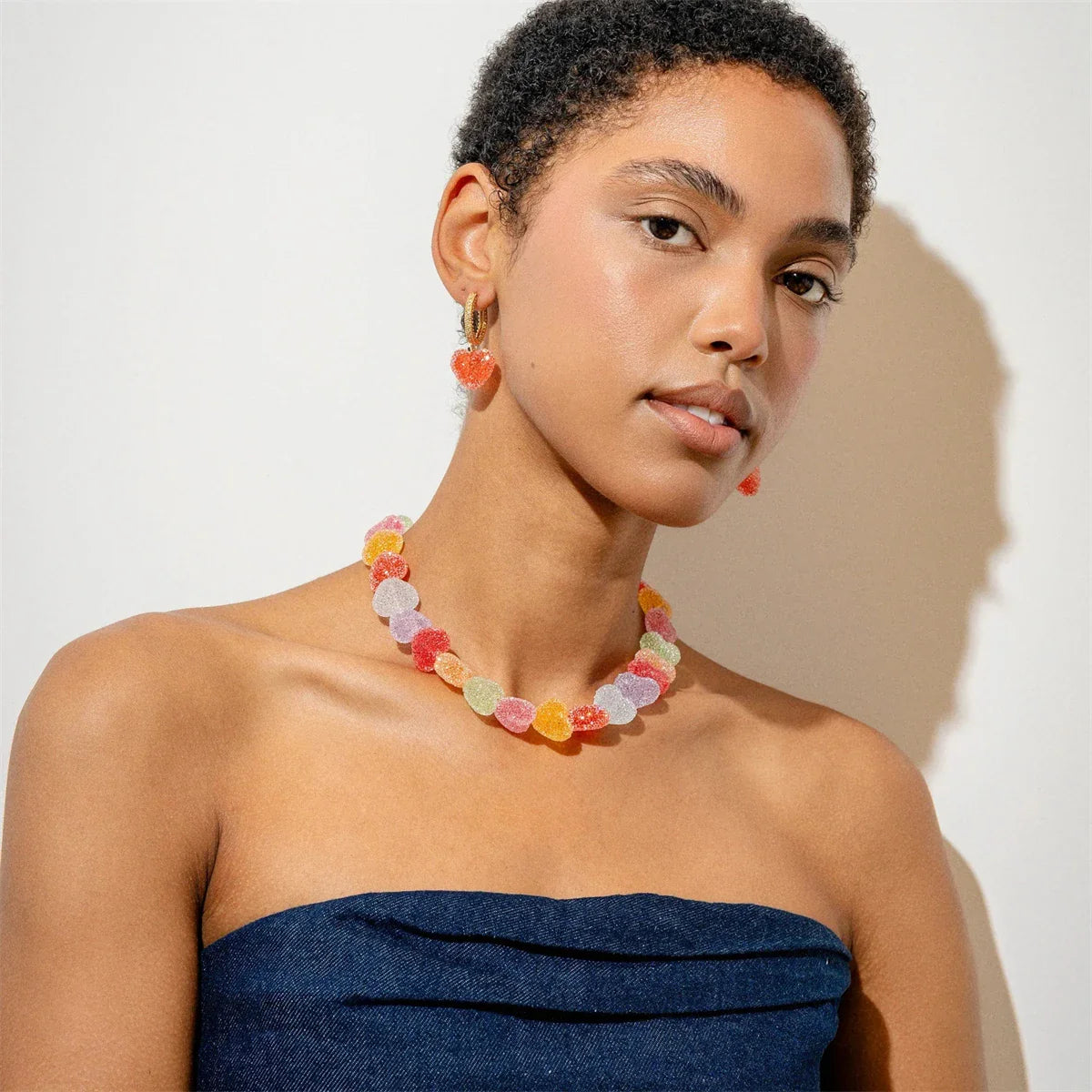 Colorful Heart Candy Choker Necklace Valentine'S Day Gift