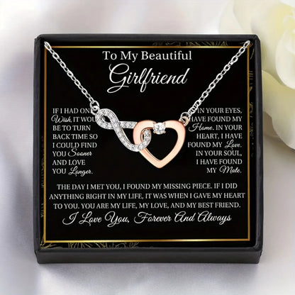 Infinity Heart Pendant Necklace Valentine'S Day Gift With Box