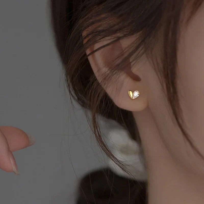 Valentines Gifts For Her 925 Sterling Silver Zircon Heart Stud Earrings