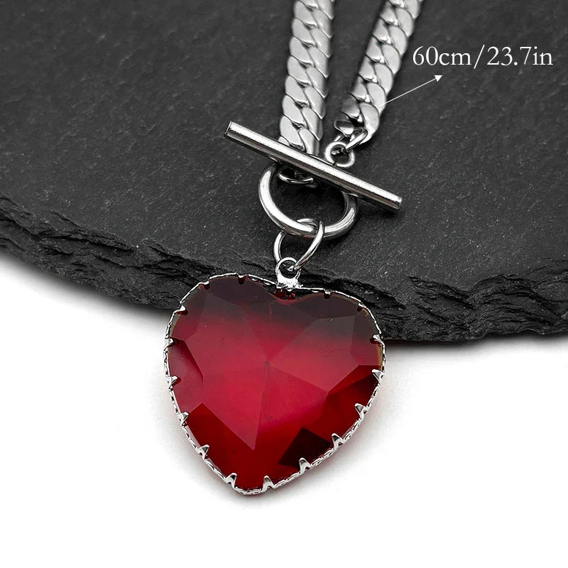 Goth Punk Heart Pendant Choker Necklace Valentine'S Day