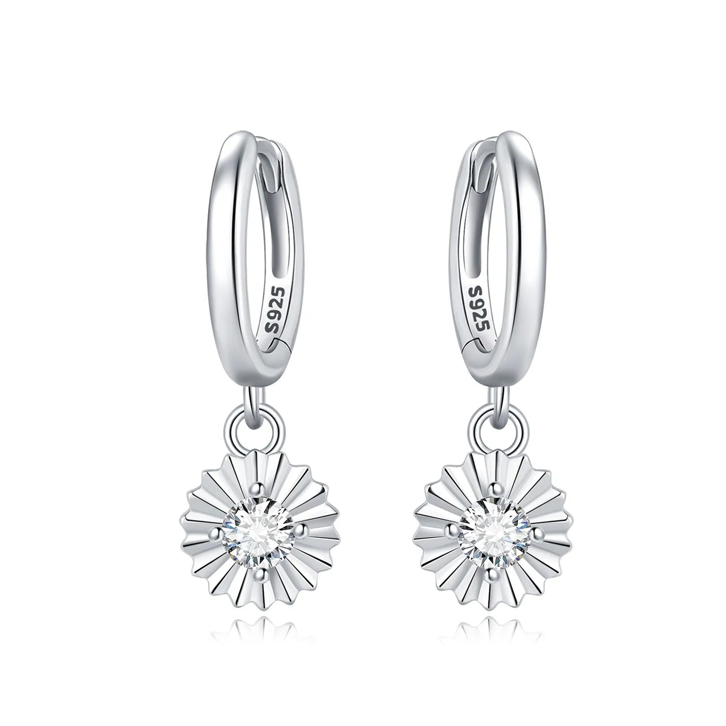 Valentines Gifts For Her S925 Silver Heart Drop Earrings Zircon
