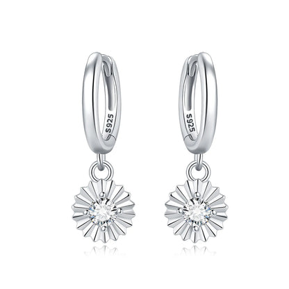 Valentines Gifts For Her S925 Silver Heart Drop Earrings Zircon