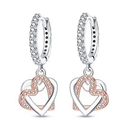 Valentines Gifts For Her 925 Sterling Silver Heart Drop Earrings