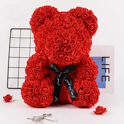 25Cm Artificial Rose Bear Romantic Gift For Anniversary Birthday